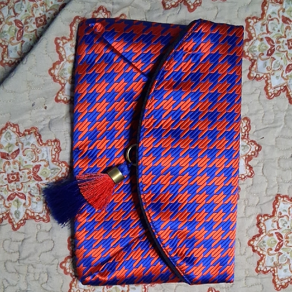 J. Crew Red and Blue Clutch